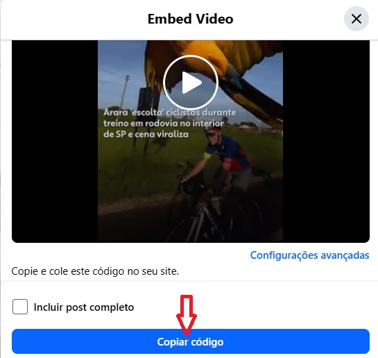 Copiar código para incorporar vídeo do Facebook no WordPress / Blog HospedagemHost