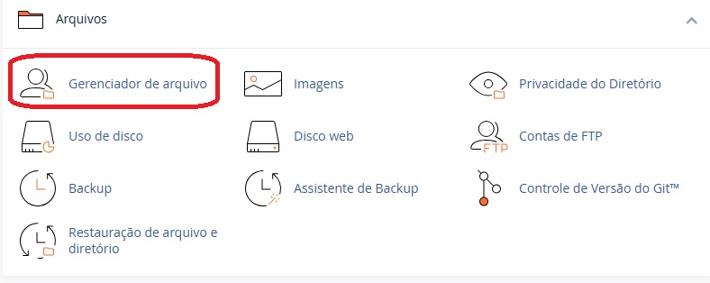 Gerenciador de arquivo no cPanel / HospedagemHost